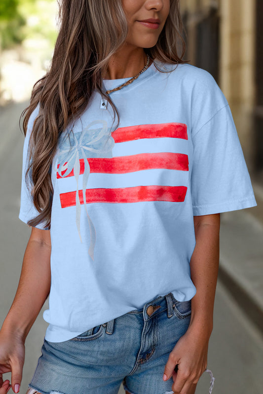 Flag Bow Graphic Crewneck Tee